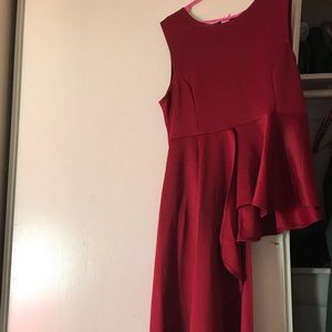 Burgundy Strapless Blouse with Train